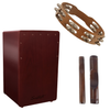 Sawtooth Mahogany Cajon w Clave and Tambourine - GoDpsMusic