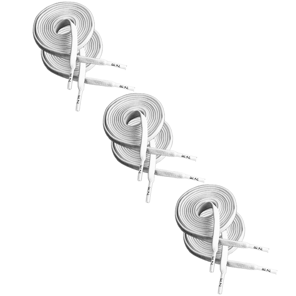 EZ Stretch 3 Pack slip on shoe laces, Elastic flat stretchy shoe laces, 32" to 63" Length, White - GoDpsMusic