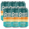 Bravus Focus - Non-Alcoholic Sparkling Hop Water with Organic Ingredients - 5 Calories, 0 Sugar - Lemon & Ginger Flavor - Crafted with Amarillo & Citra Hops, Adaptogens, Nootropics - 12 oz Can - GoDpsMusic