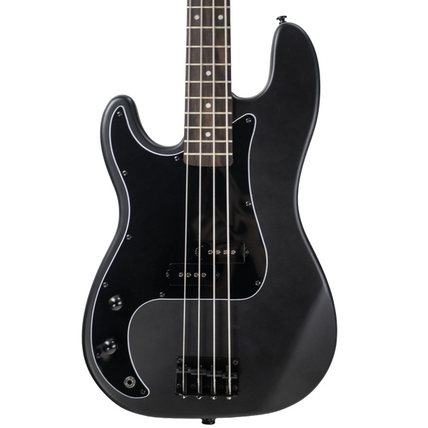 Sawtooth EP Series Left-Handed Alder Electric Bass Guitar, Satin Black w/ Black Pickguard