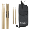 ChromaCast 2B USA Natural Hickory Drumsticks, 3 Pairs with Drumstick Bag - GoDpsMusic