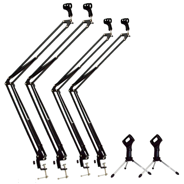 ChromaCast Home Studio Pack with (2) 28" & (2) 38" Scissor Arm Mic Stand | (2) Folding Podcast Microphone Stand | Professional Recording Setup for Podcasting, Streaming, and Voiceover - GoDpsMusic