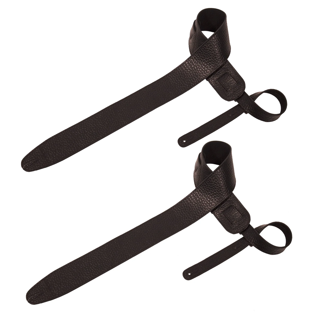 ChromaCast 2 Pack Black Adjustable Textured Leather Guitar Strap for Acoustic, Electric and Bass Guitars - GoDpsMusic
