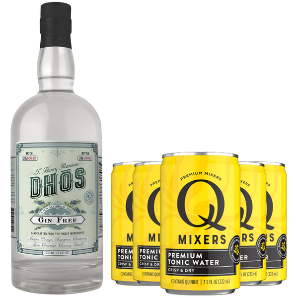 Dhōs Handcrafted Non-Alcoholic Gin w Q Mixers Tonic - Keto-Friendly, Zero Sugar, Zero Calories, Zero Proof - 750 ML - Perfect for Mocktails - Made in USA - GoDpsMusic