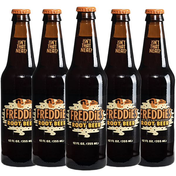 Freddie’s Old Fashioned Soda - Root Beer 12oz Bottles - Made with Natural Herbs, Oil of Birch and Imported Vanilla - GoDpsMusic