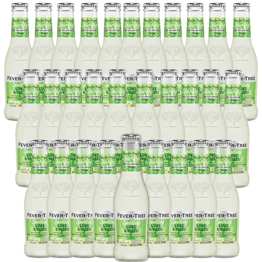Fever Tree Sparkling Lime and Yuzu - Premium Quality Mixer and Soda - Refreshing Beverage for Cocktails & Mocktails 200ml Bottle - Pack of 30 - GoDpsMusic