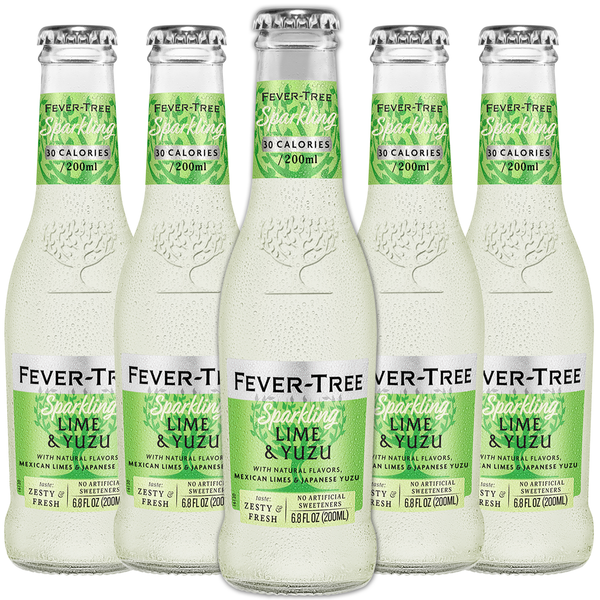 Fever Tree Sparkling Lime and Yuzu - Premium Quality Mixer and Soda - Refreshing Beverage for Cocktails & Mocktails 200ml Bottle - Pack of 5 - GoDpsMusic