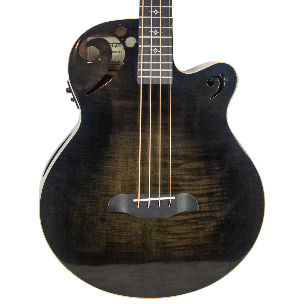Sawtooth Rudy Sarzo Signature Transparent Black Flame Acoustic-Electric Bass Guitar PREORDER Ships 12/15/23 - GoDpsMusic