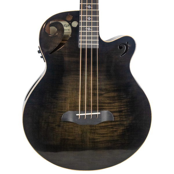 Sawtooth Rudy Sarzo Signature Transparent Black Flame Acoustic-Electric Bass Guitar PREORDER Ships 12/15/23 - GoDpsMusic