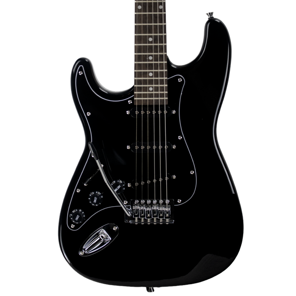 Sawtooth ES Alder Series Left-Handed Electric Guitar, Black with Black Pickguard