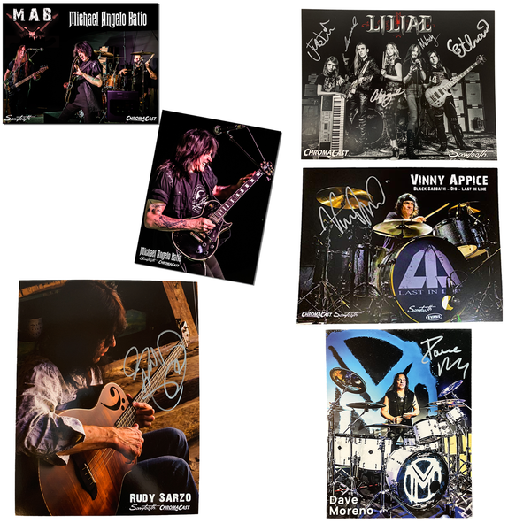 Sawtooth and ChromaCast Artist Autographed Picture Pack (MAB, Rudy Sarzo, Vinny Appice, Dave Moreno, Liliac) - GoDpsMusic