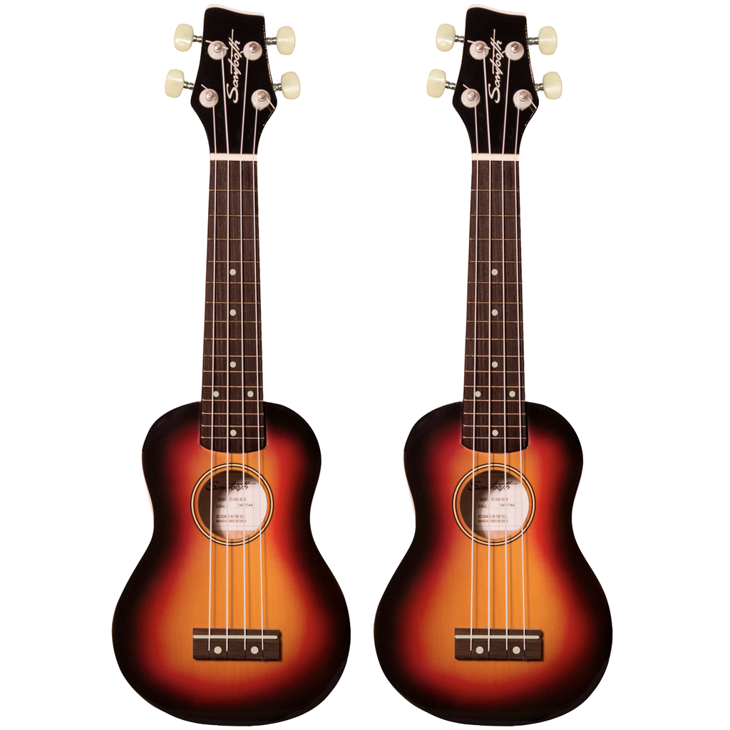 Sawtooth Basswood Soprano Ukulele, Sunburst | 2 PACK - GoDpsMusic