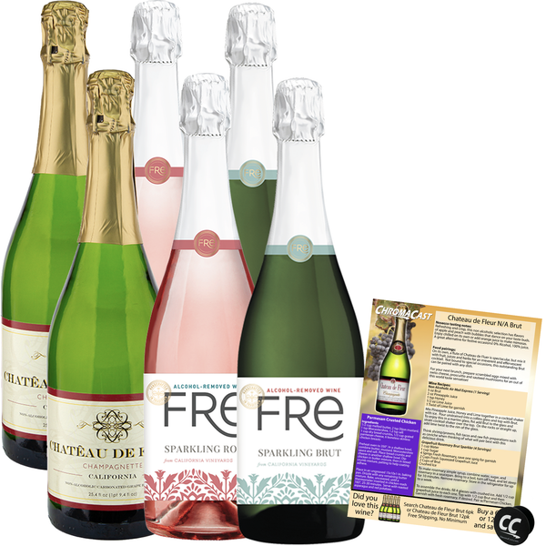 Non Alcoholic Wine 6 Pack Fre Brut Champagne, Chateau De Fleur