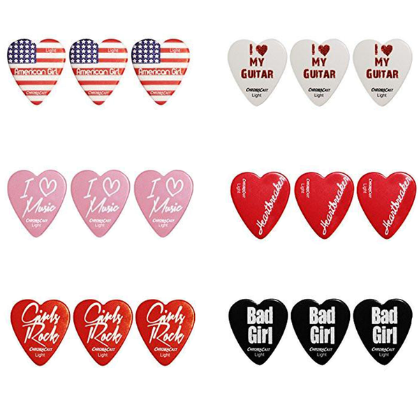 ChromaCast Heart Guitar Picks 18 Pack Heavy Gauge Assorted - GoDpsMusic