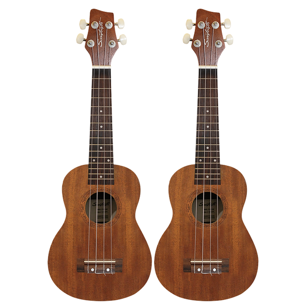 Sawtooth Mahogany Soprano(No Electronics) & Mahogany Soprano  Electric Ukulele 2 Pack w Fishman KUL-101 Preamp/Built In Tuner - GoDpsMusic