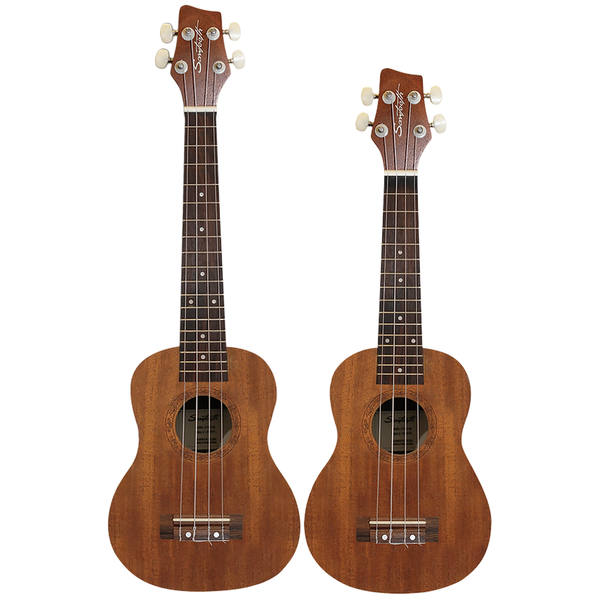 Sawtooth Mahogany Soprano (No Electronics)  and Tenor Electric Ukulele w Fishman KUL-101 Preamp/Built In Tuner 2 Pack - GoDpsMusic