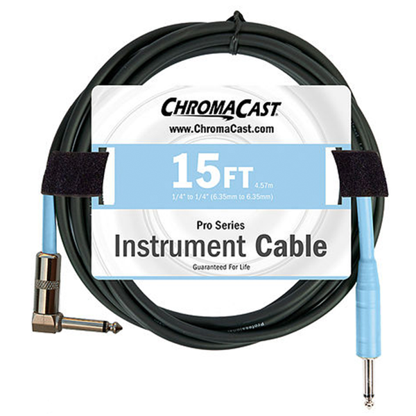 ChromaCast Pro Series Instrument Cable, Straight - Angle, Daphne Blue, 15 feet - GoDpsMusic