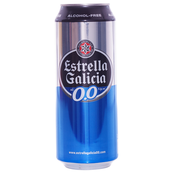 Estrella Galicia 0,0 NonAlcoholic Beer 5 Pack, Made in Spain, 16oz/can