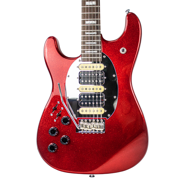 Sawtooth Left-Handed ES Hybrid Electric Guitar, Blood Red Sparkle, with Wilkinson Tremolo & ChromaCast Pro Series Gig Bag - GoDpsMusic