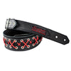 Sawtooth Red Lace 3” Wide Leather Guitar Strap Hand Crafted in the U.S.A. - GoDpsMusic
