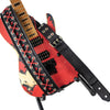 Sawtooth Red Lace 3” Wide Leather Guitar Strap Hand Crafted in the U.S.A. - GoDpsMusic