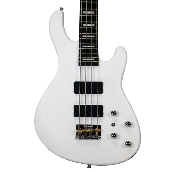Sawtooth Mod24 Series Satin White 24 Fret Electric Bass Guitar w Fishman Fluence Pickups and Padded Gig Bag - GoDpsMusic