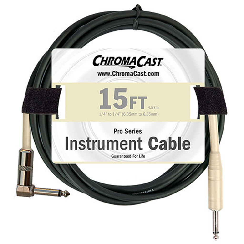 ChromaCast Pro Series Instrument Cable, Straight - Angle, Vanilla Cream, 15 feet - GoDpsMusic