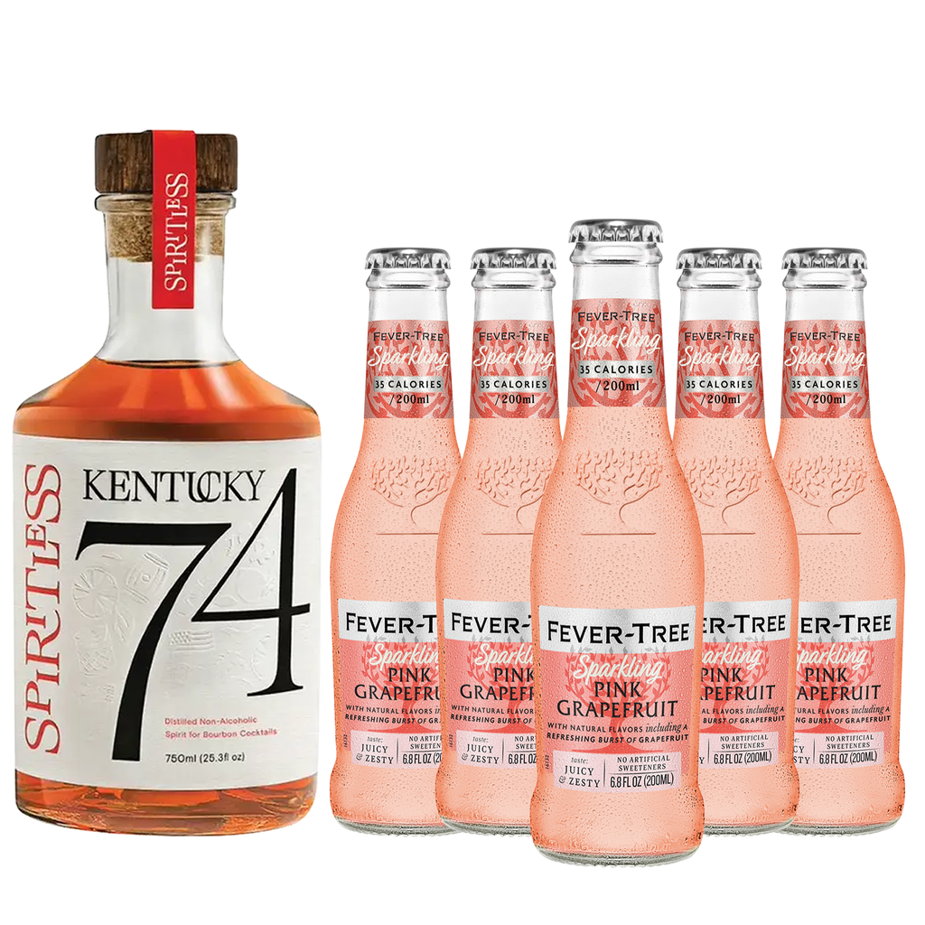 Spiritless Kentucky 74 Distilled Non-Alcoholic Whiskey Bundle with Fever Tree Sparkling Pink Grapefruit - Premium Zero-Proof Liquor Spirits for a Refreshing Experience - GoDpsMusic