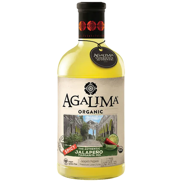 Agalima Organic Authentic Jalapeno Margarita  Drink Mix - All Natural, 1 Liter Bottles (18 Fl Oz) with Premium Pressed Lime and Blue Agave Nectar