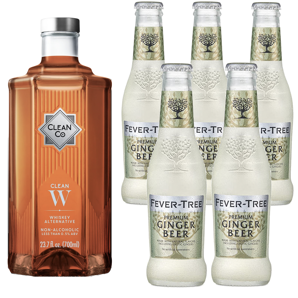 Clean Co Non-Alcoholic Whiskey Alternative 700ml Bottle - | with Premium Quality Fever Tree Premium Ginger Beer