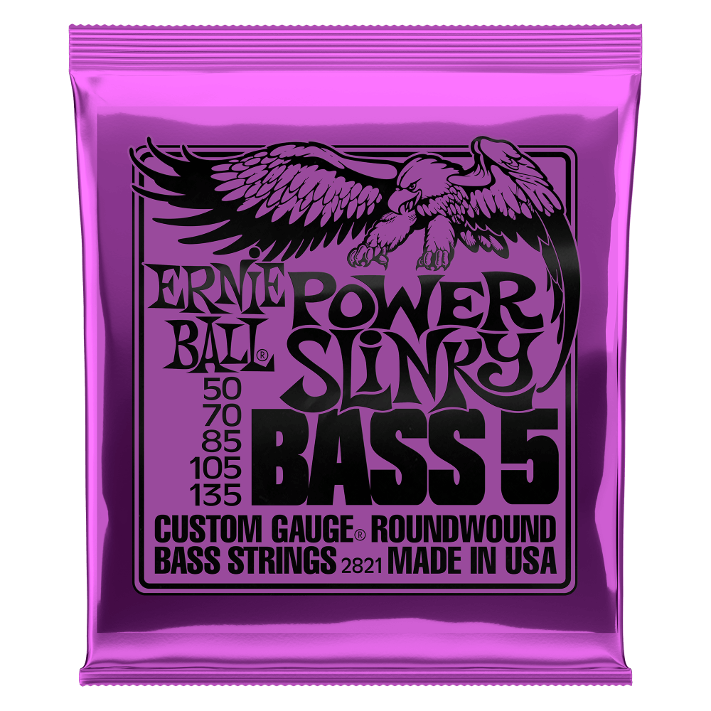 Ernie Ball 2821 Power Slinky Nickel Wound 5-String Electric Bass Strings 50-135 Gauge - GoDpsMusic