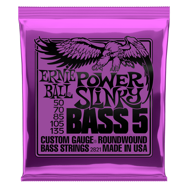 Ernie Ball 2821 Power Slinky Nickel Wound 5-String Electric Bass Strings 50-135 Gauge - GoDpsMusic