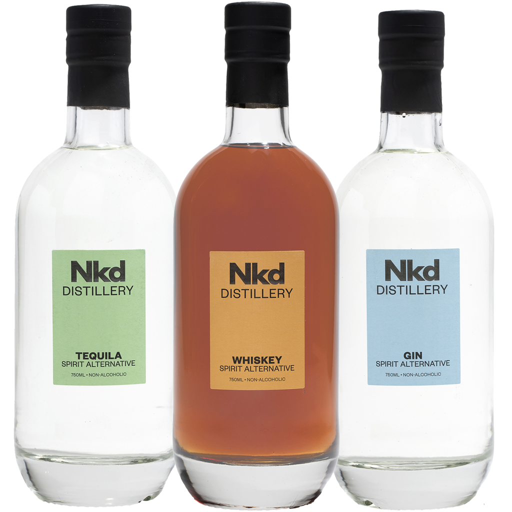 Nkd Distillery Tequila, Whiskey, Gin Mixed Packs Premium Non-Alcoholic Spirit - Zero Alcohol -  Alcohol Free Substitute - GoDpsMusic