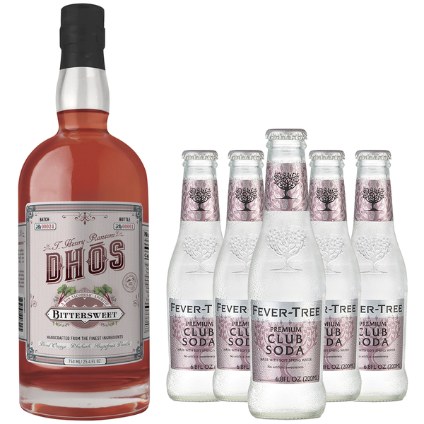 Dhōs Handcrafted Non-Alcoholic Bittersweet Liqueur Aperitif with Fever Tree Club Soda - Keto-Friendly, Zero Sugar, Zero Calories, Zero Proof - 750 ML - Perfect for Mocktails - Made in USA - GoDpsMusic