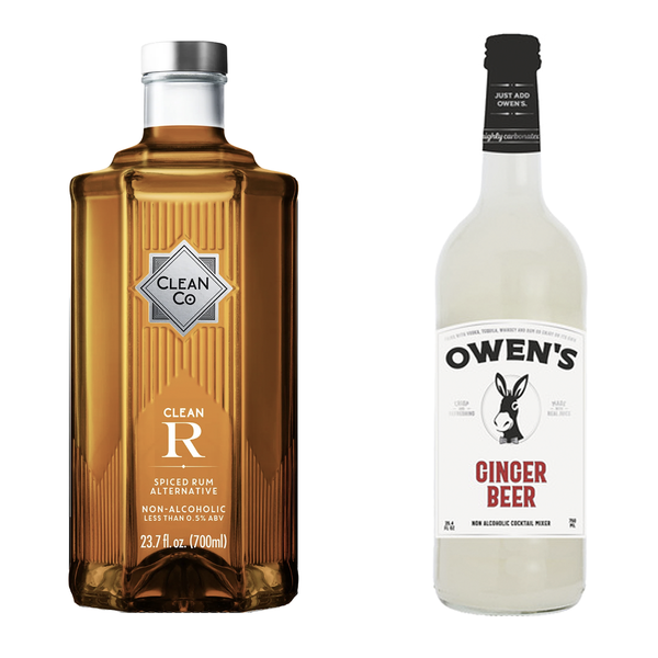 Clean Co Non-Alcoholic Rum Alternative 700ml Bottle | with Premium Quality Owens Ginger Beer 750ml