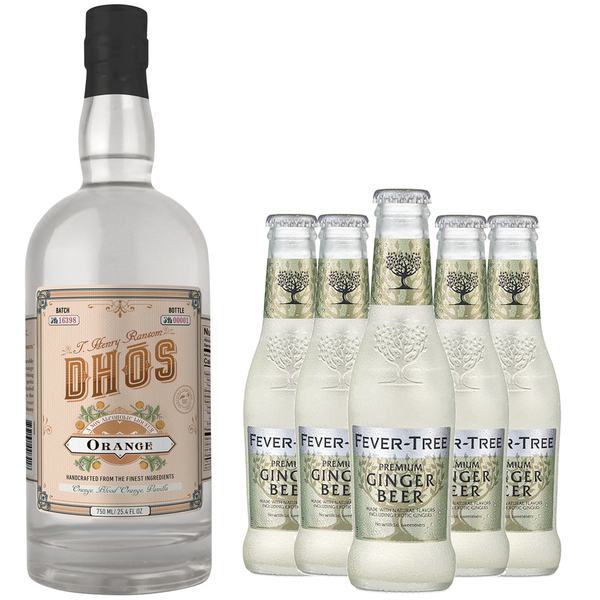 Dhōs Handcrafted Non-Alcoholic Orange Liqueur with Fever Tree Ginger Beer - Keto-Friendly, Zero Sugar, Zero Calories, Zero Proof - 750 ML - Perfect for Mocktails - Made in USA - GoDpsMusic