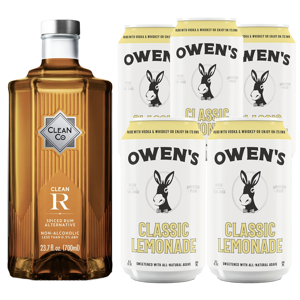 Clean Co Non-Alcoholic Rum Alternative 700ml Bottle | with Premium Quality Owens Classic Lemonade 8.2OZ Can