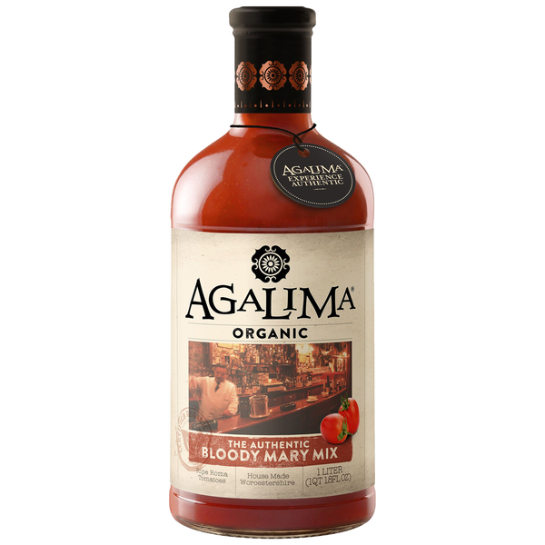 Agalima Organic Authentic Bloody Mary Drink Mix - All Natural, 1 Liter Bottles (18 Fl Oz) with Premium Pressed Lime and Blue Agave Nectar