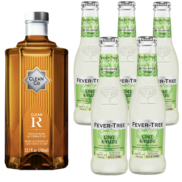 Clean Co Non-Alcoholic Rum Alternative 700ml Bottle | with Premium Quality Lime & Yuzu 200ml