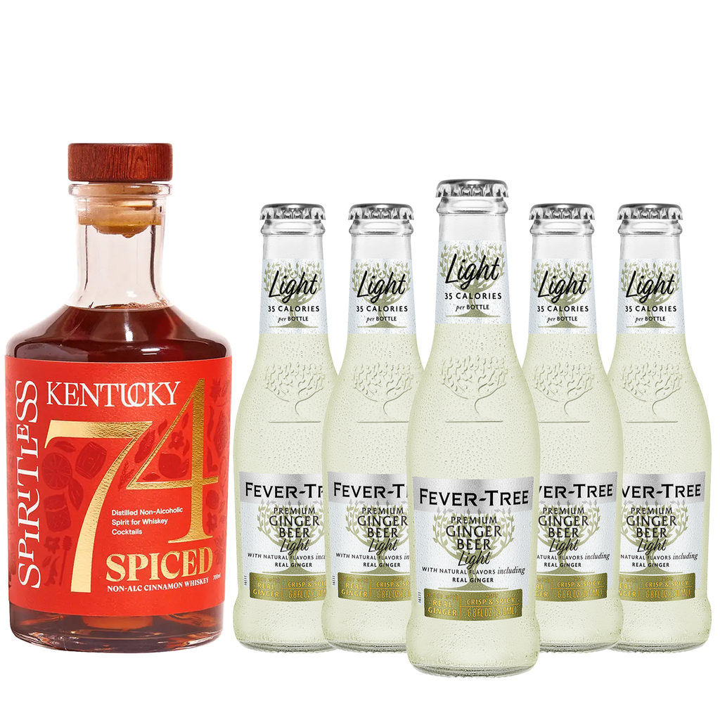 Spiritless Kentucky 74 Spiced Distilled Non-Alcoholic Cinnamon Whiskey Bundle with Fever Light Ginger Beer - Spicy Kentucky Mule - Premium Zero-Proof Bourbon Liquor Spirits for a Refreshing Experience - GoDpsMusic