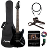 Sawtooth ES Series Black Electric Guitar w Black Pickguard with Accessories