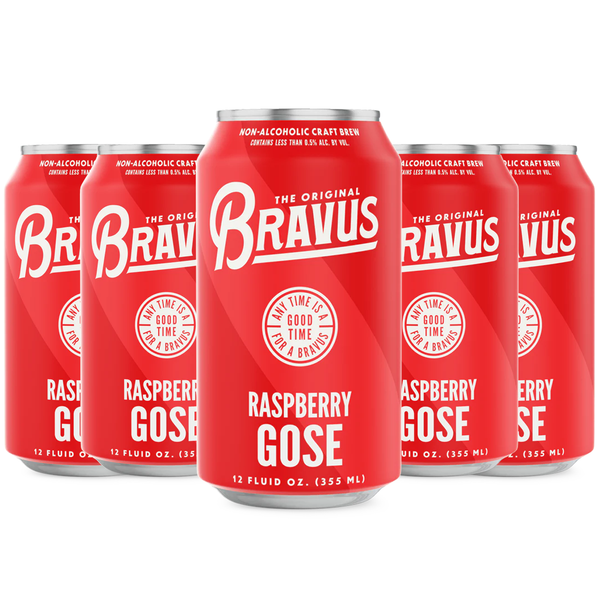 Bravus Raspberry Gose Non-Alcoholic Beer: Award-Winning Brew with Pink Salt, Light & Refreshing Flavor -  Vegan-Friendly - 92 Calories