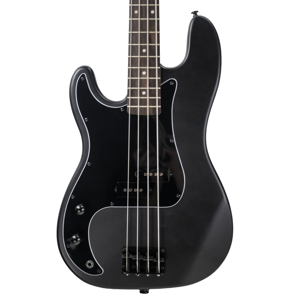Sawtooth EP Series Left-Handed Alder Electric Bass Guitar, Satin Black w/ Black Pickguard