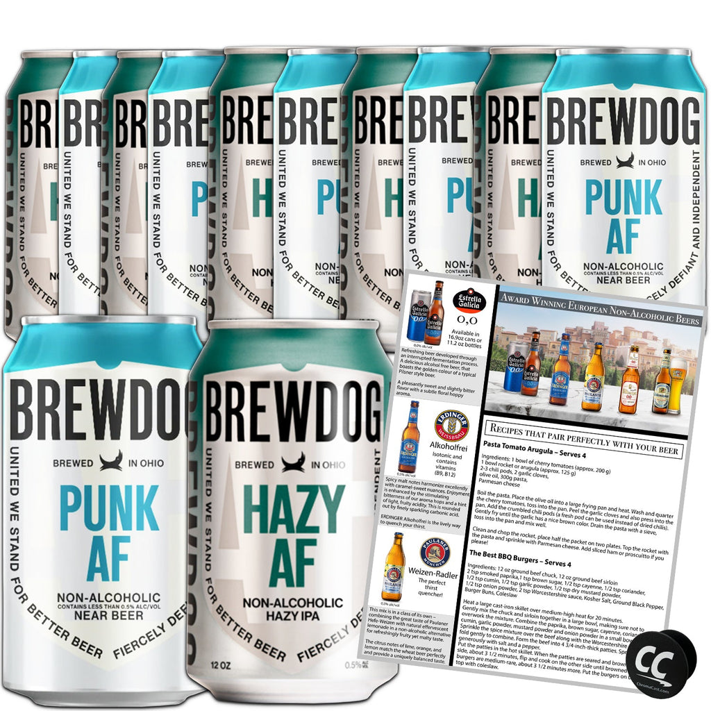 BrewDog 12 IPA Mixed Pack, Non-Alcoholic Pack | Includes Hazy, & Punk | 12oz Cans - GoDpsMusic