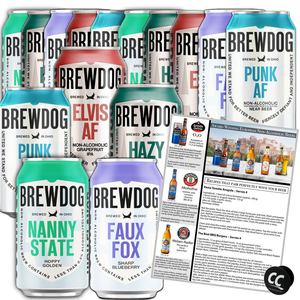 BrewDog 15 Ultimate Mixed Pack, Non-Alcoholic Pack | Includes Nanny, Elvis, Hazy, & Punk | 12oz Cans - GoDpsMusic