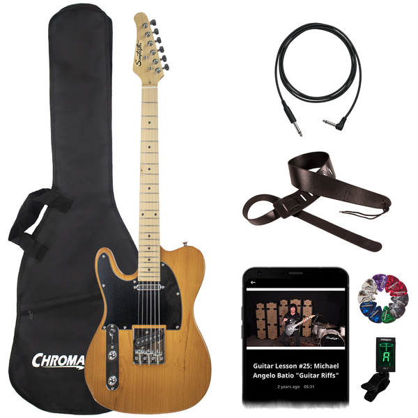Sawtooth Left-Handed Butterscotch ET Series Electric Guitar w/ Black Pickguard w Accessories