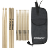 ChromaCast 2B USA Natural Hickory Drumsticks, 6 Pairs with Drumstick Bag