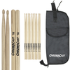 ChromaCast 7A USA Hickory Drumsticks, 6 Pairs with Drumstick Bag