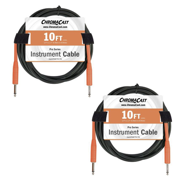 ChromaCast Pro Series Cables Sunset Orange 10ft Pro Series Instrument Cable, Straight - Straight | 2 PACK - GoDpsMusic