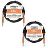 ChromaCast Pro Series Cables Sunset Orange 15-Feet Pro Series Instrument Cable, Straight - Straight | 2 PACK - GoDpsMusic